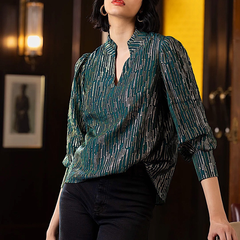Emily Lovelock Hailey Lurex Stripe Blouse
